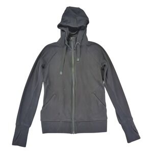 Athleta Triumph Hoodie Black Full Zip Sweatshirt Jacket Thumbholes Size‎ Small